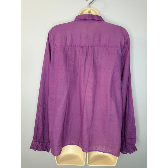 J.P and Mattie 3995 Cascade Ruffle Shirt Long Sleeve Classic Sz L New Purple - Picture 10 of 14